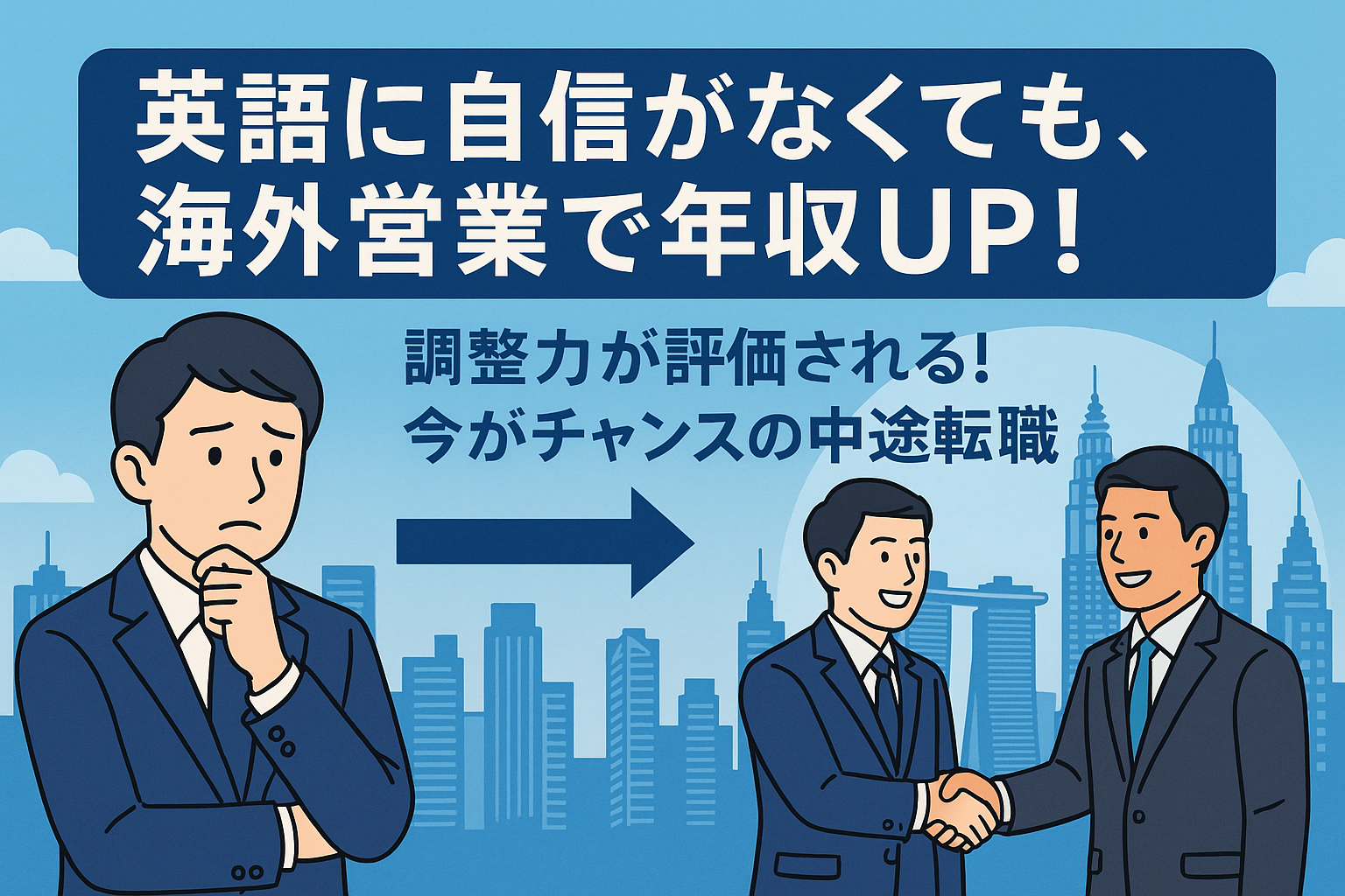 英語不要！メーカー海外営業転職で 中途から年収100万円UPする『3つの条件』」